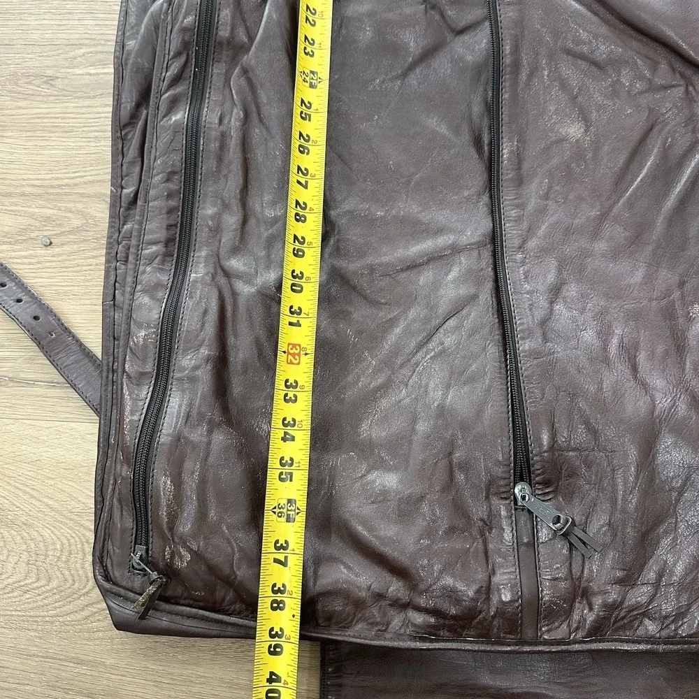 Vintage Simon of California Leather Folding Garment Bag Deep Brown 19-39